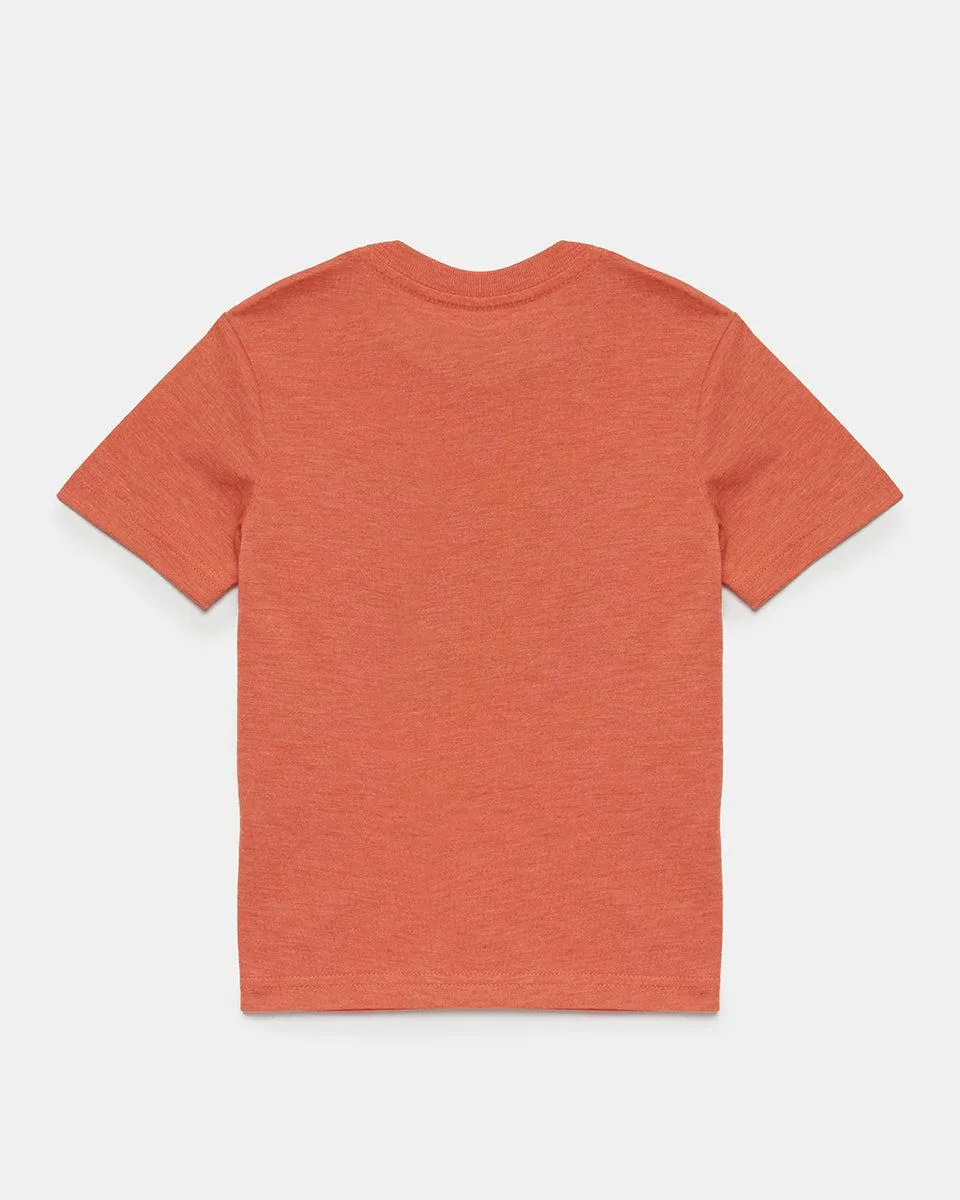 Kids Sunbathing Bear T-shirt in Terracotta Heather/Golden Rod by Tentree