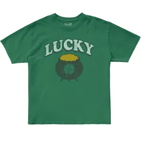 The Original Retro Brand Kids 100% Cotton Lucky Pot Of Gold, St. Patricks Day Tee (Little Kids/Big Kids)