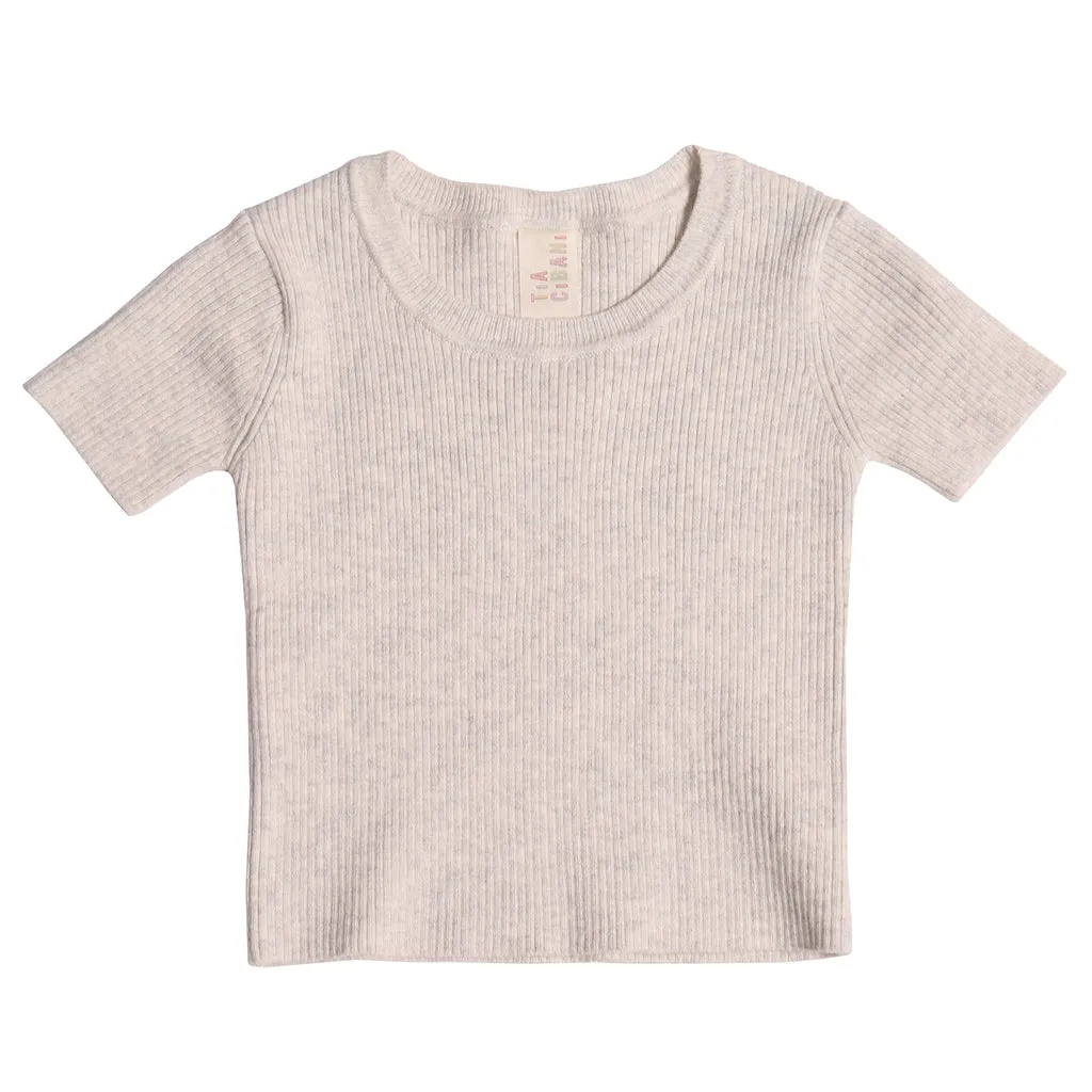 Kids White Ribbed T-shirt