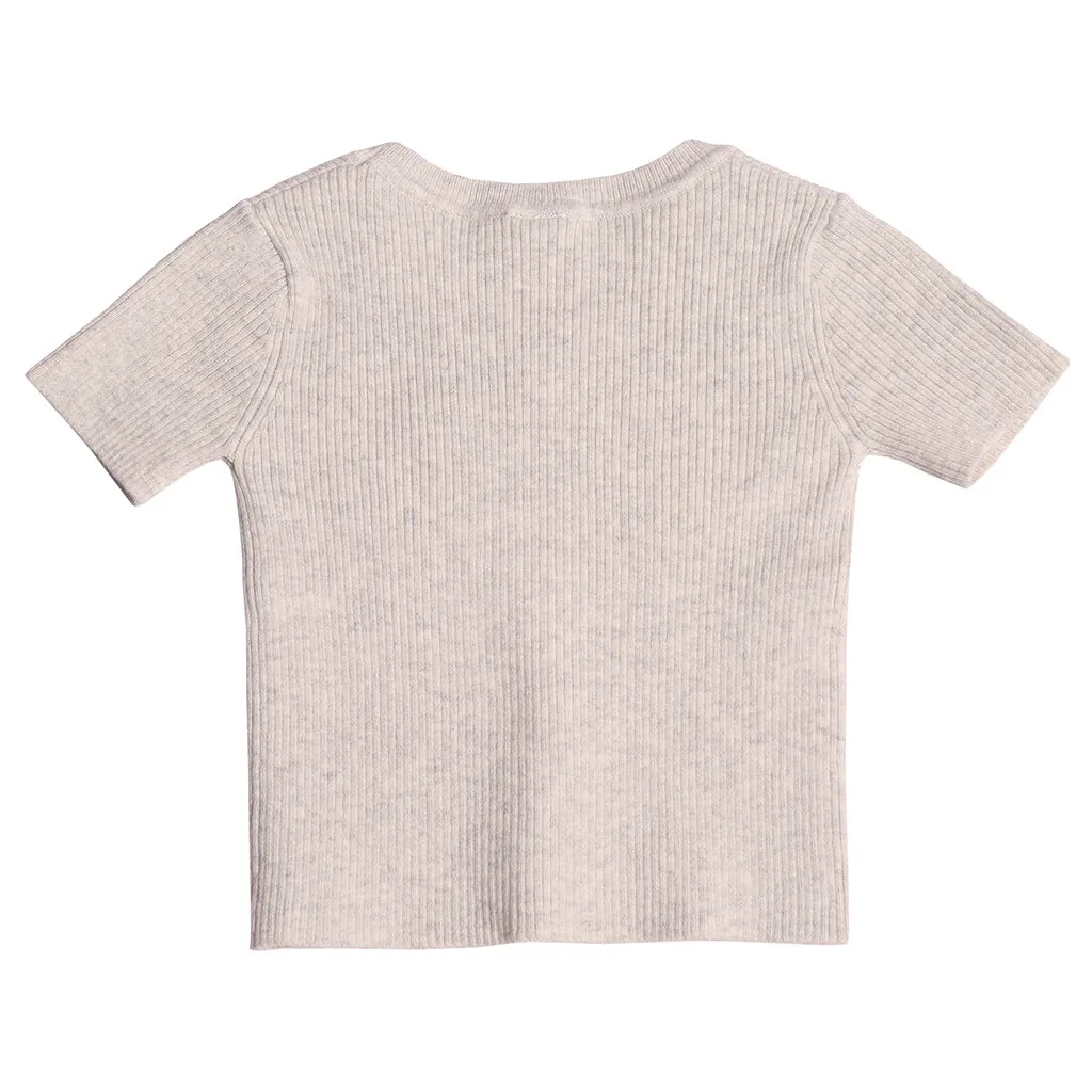 Kids White Ribbed T-shirt