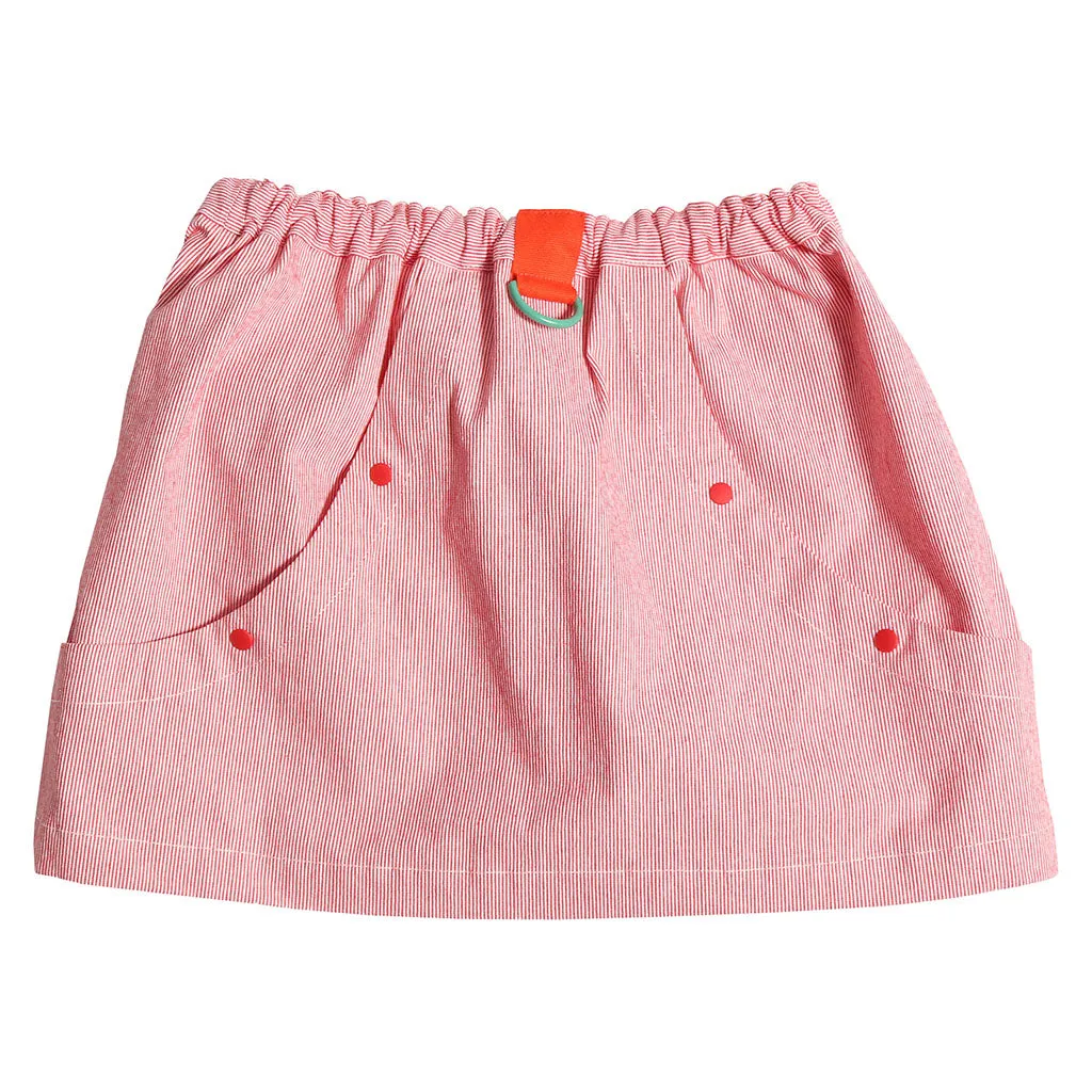 Kids Red Patchwork Cargo Skirt