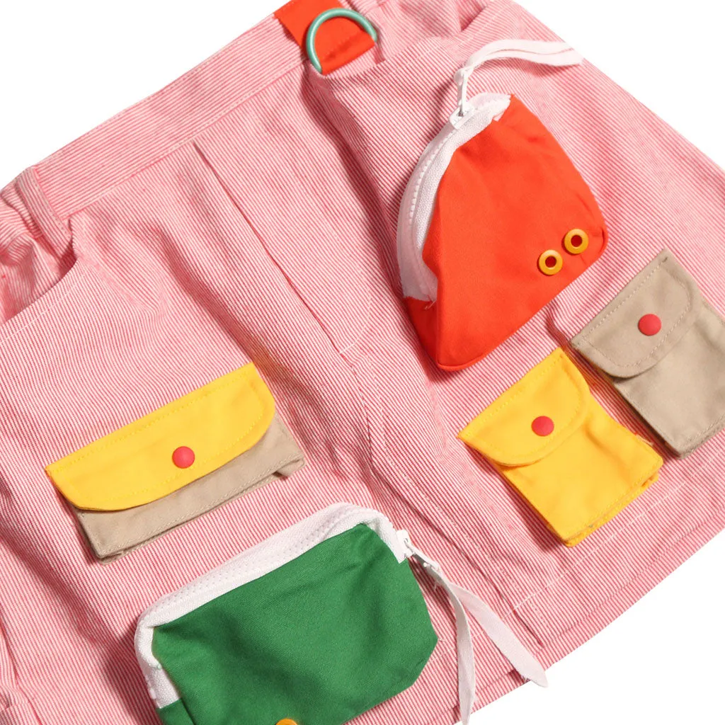 Kids Red Patchwork Cargo Skirt