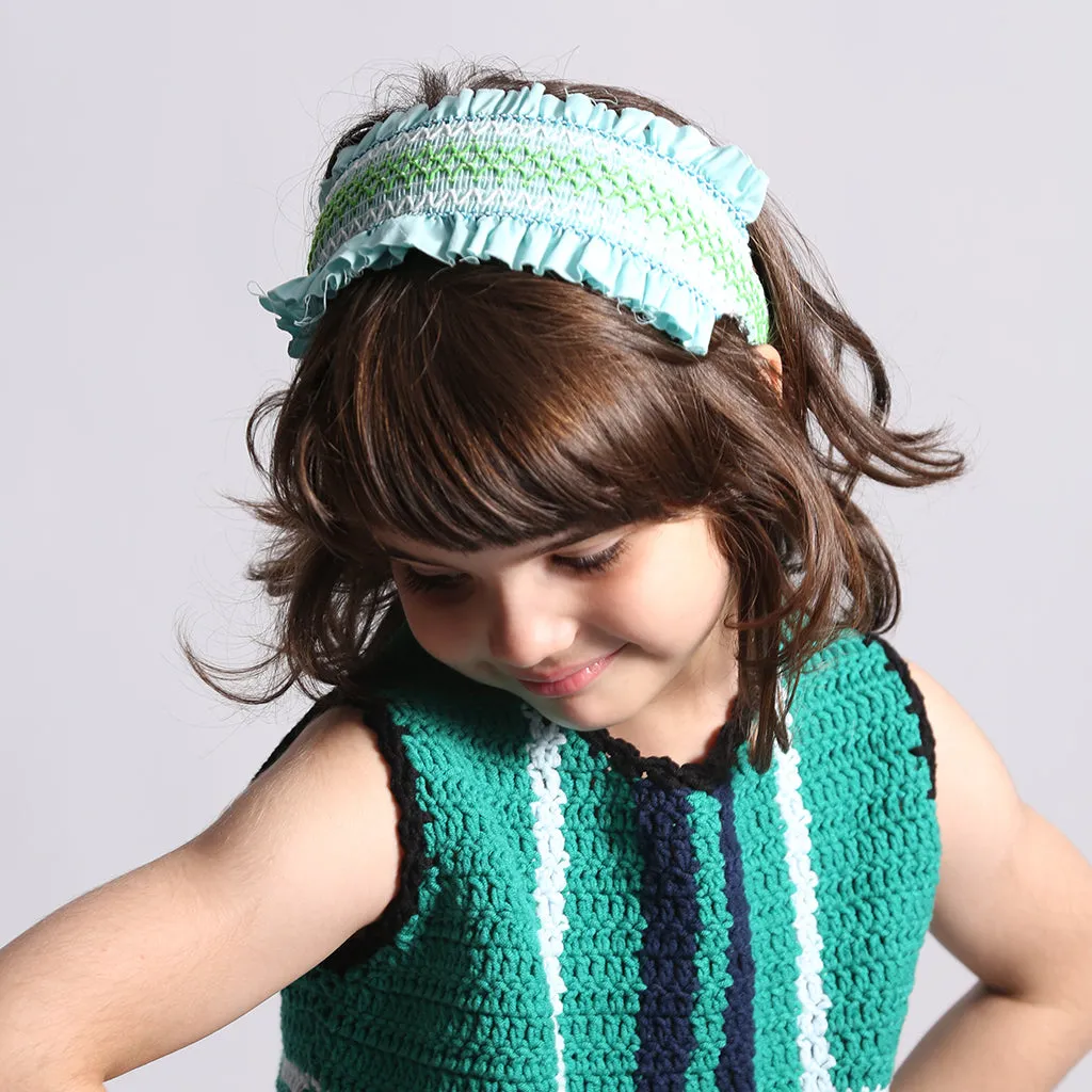 Kids Blue Smocked Hairband