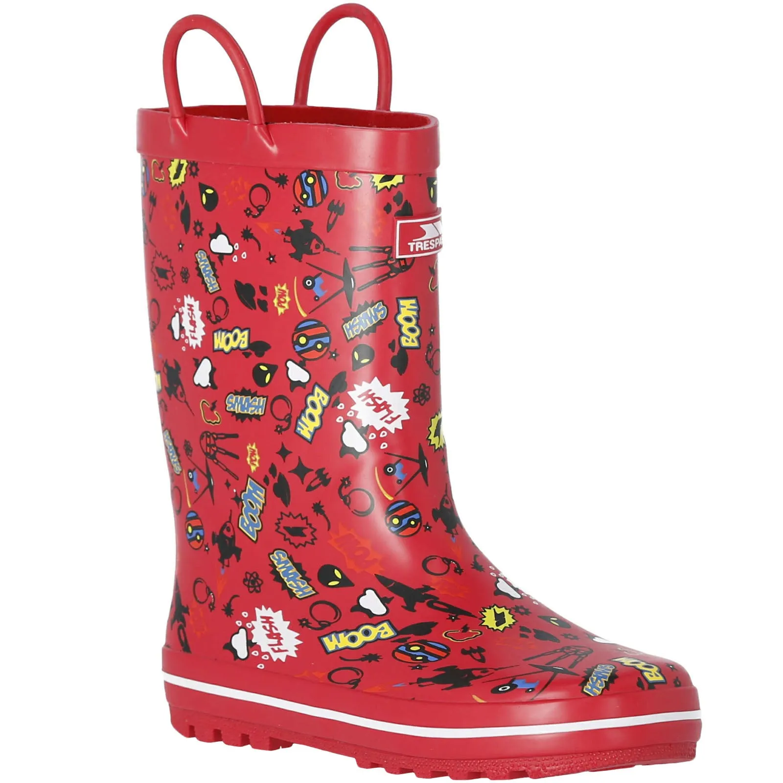 Trespass Kids Apolloton Waterproof Pull-Handle Wellies - Red