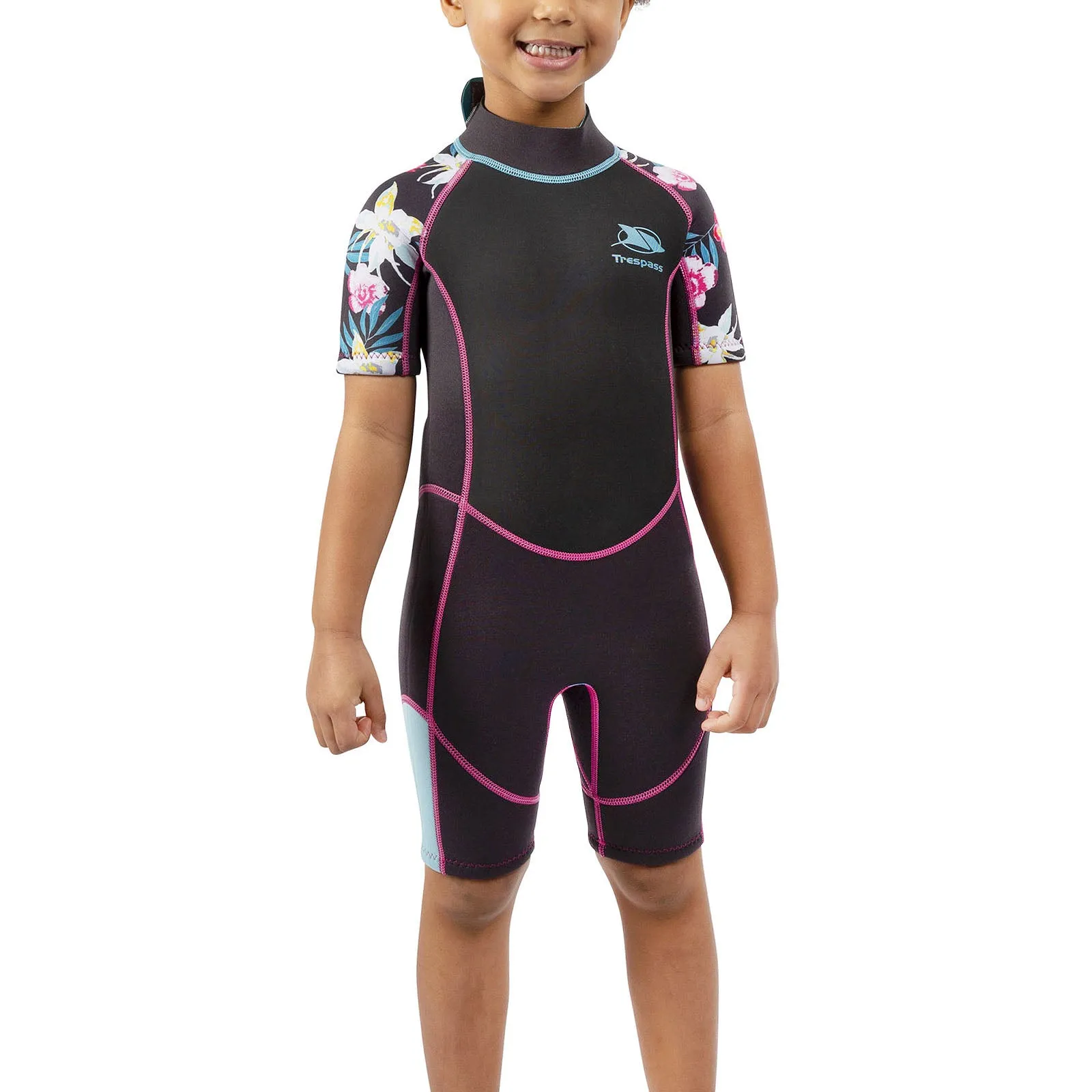 Trespass Kids Posie 3MM Short Sleeve Surfing Short Wetsuit - Dark Grey