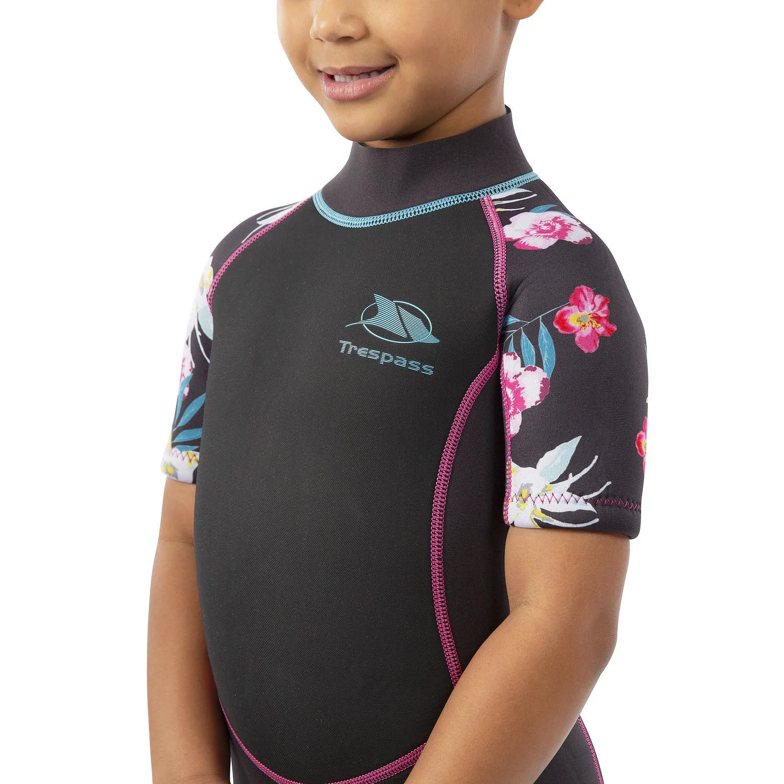 Trespass Kids Posie 3MM Short Sleeve Surfing Short Wetsuit - Dark Grey