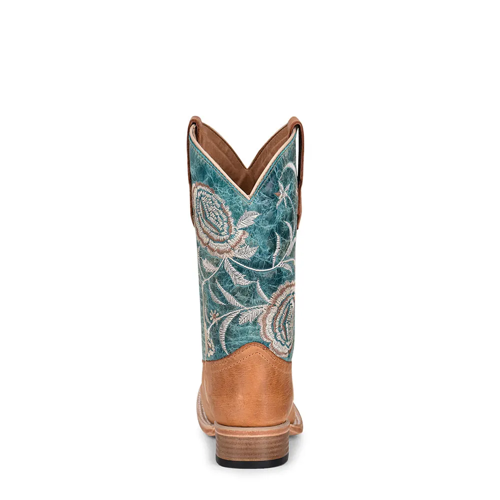 Turquoise Embroidered Kids Boots