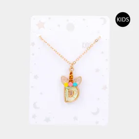 Magical Unicorn Monogram Pendant Necklace for Kids