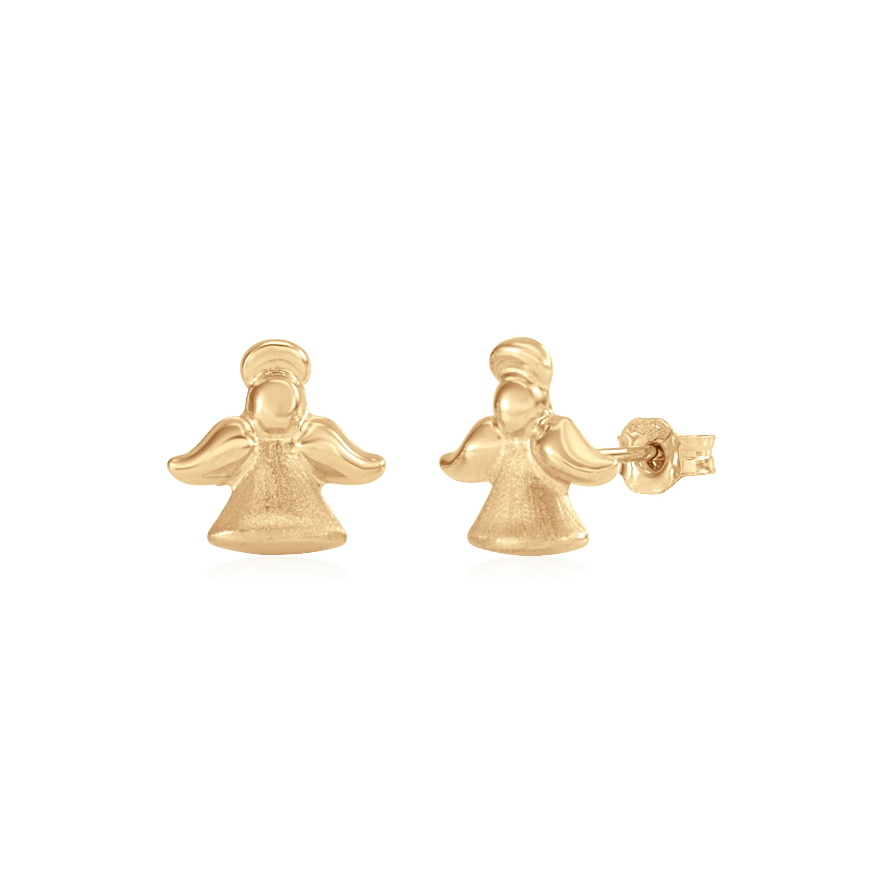 UNICORNJ Kids 14K Yellow Gold Guardian Angel Earrings Made in Italy