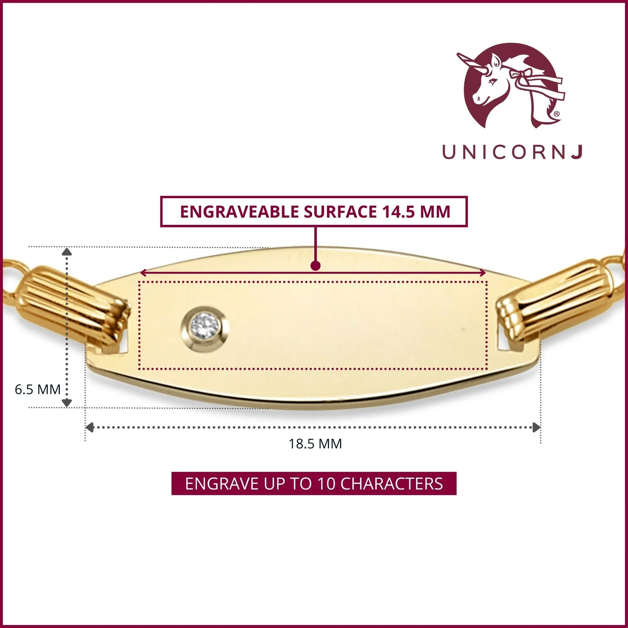 Italian UNICORNJ Kids 14K Gold Bowed ID Bracelet with Diamond Accent