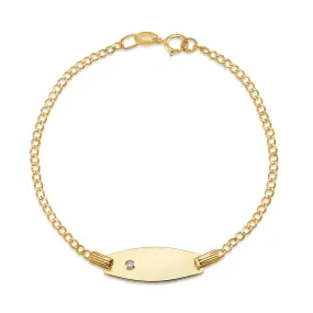 Italian UNICORNJ Kids 14K Gold Bowed ID Bracelet with Diamond Accent