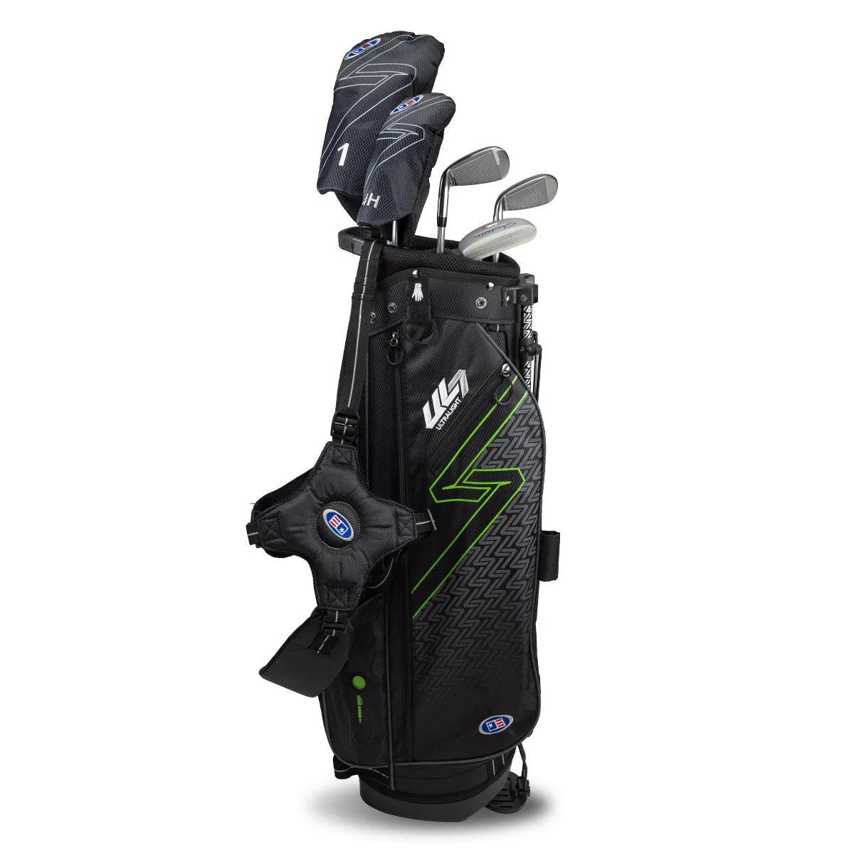 Ultra-Light 5-Club Stand Set for Youth Golfers, Black/Green