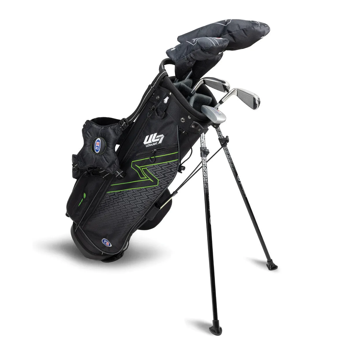 Ultra-Light 5-Club Stand Set for Youth Golfers, Black/Green