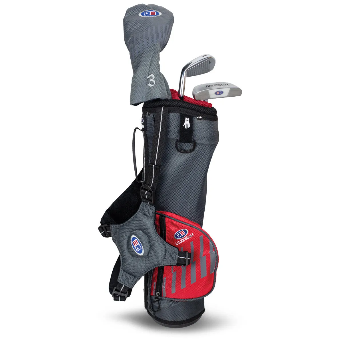 Kids 3 Club Stand Golf Set with Carry Bag in Grey/Red