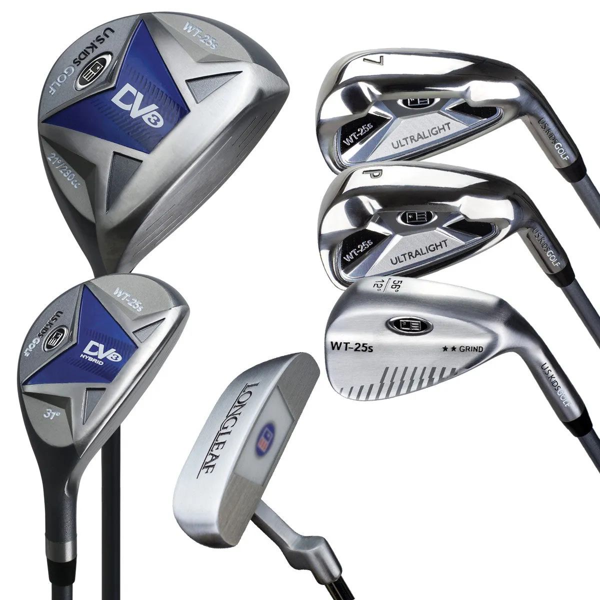 US Kids UL45-s Right-Handed 6 Club DV3 Stand Golf Set - Grey/Blue