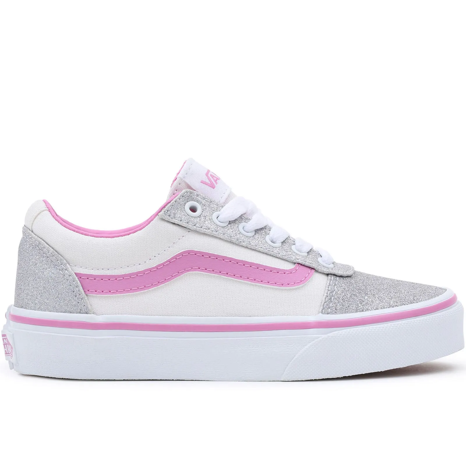 Vans Kids Ward Low Rise Glitter Canvas Trainers - Pink/White