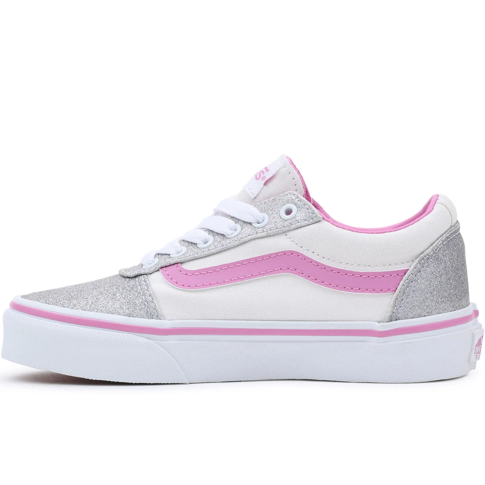 Vans Kids Ward Low Rise Glitter Canvas Trainers - Pink/White