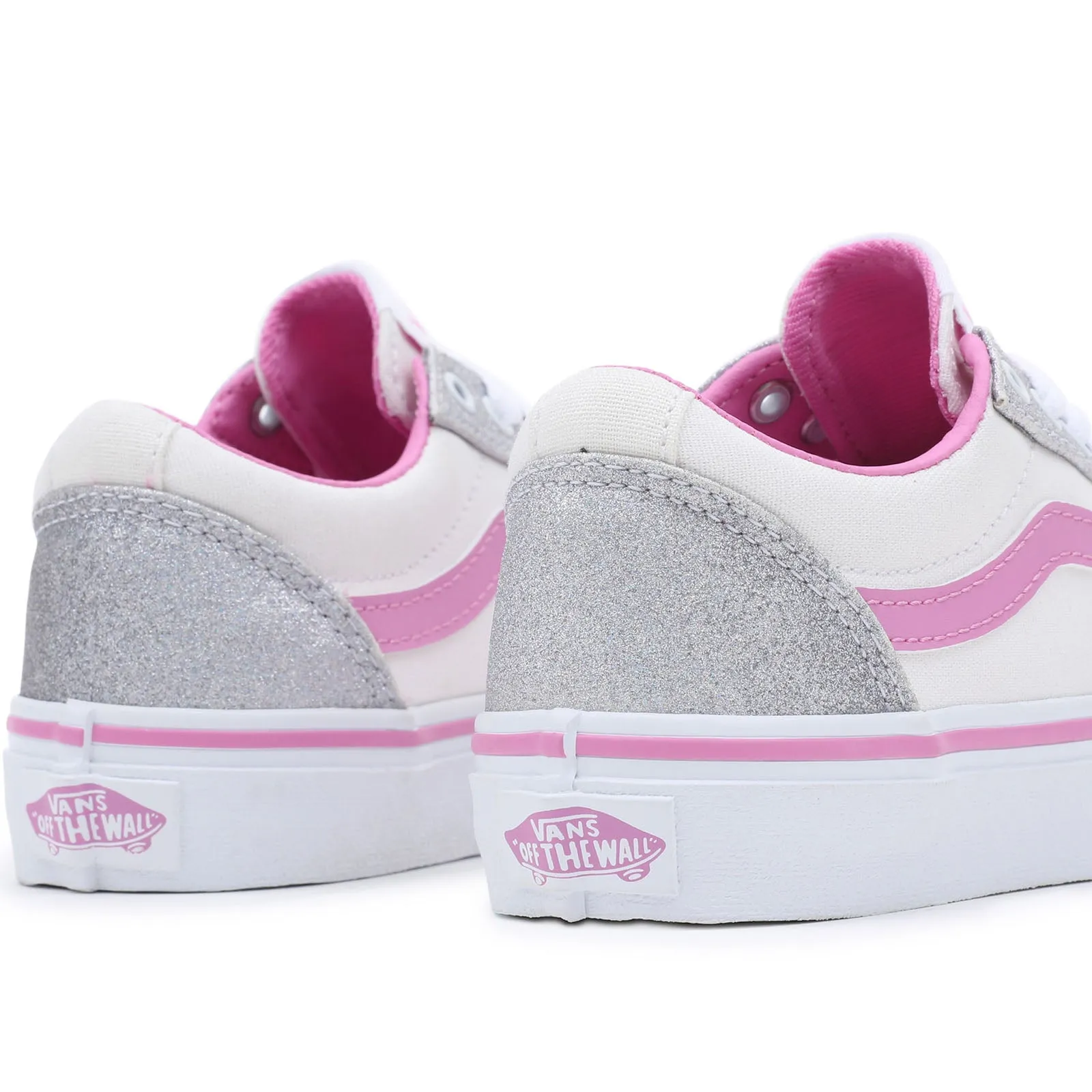 Vans Kids Ward Low Rise Glitter Canvas Trainers - Pink/White