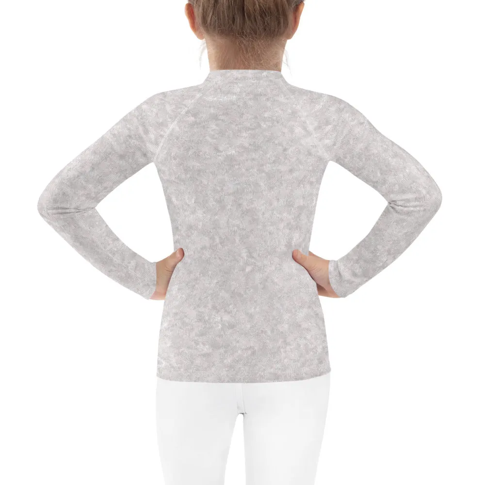 White Fur Print Kids' Rash Guard