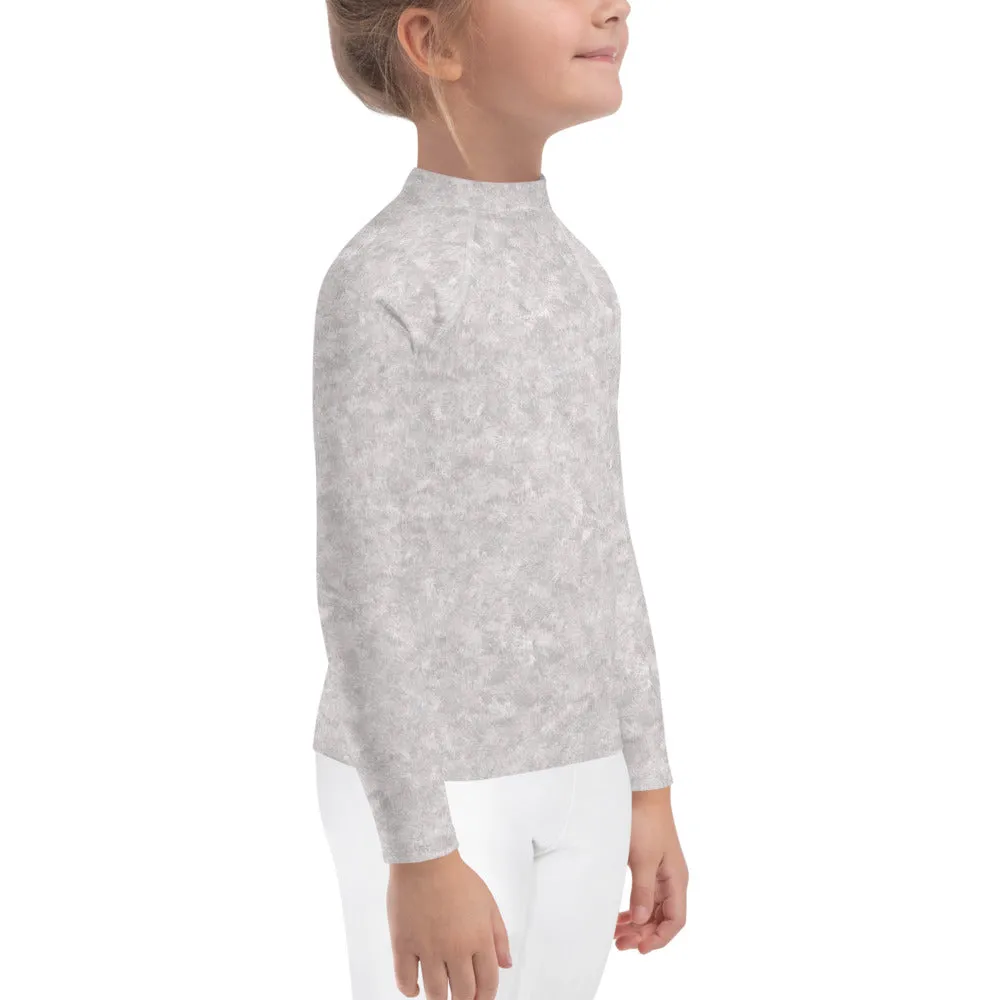 White Fur Print Kids' Rash Guard