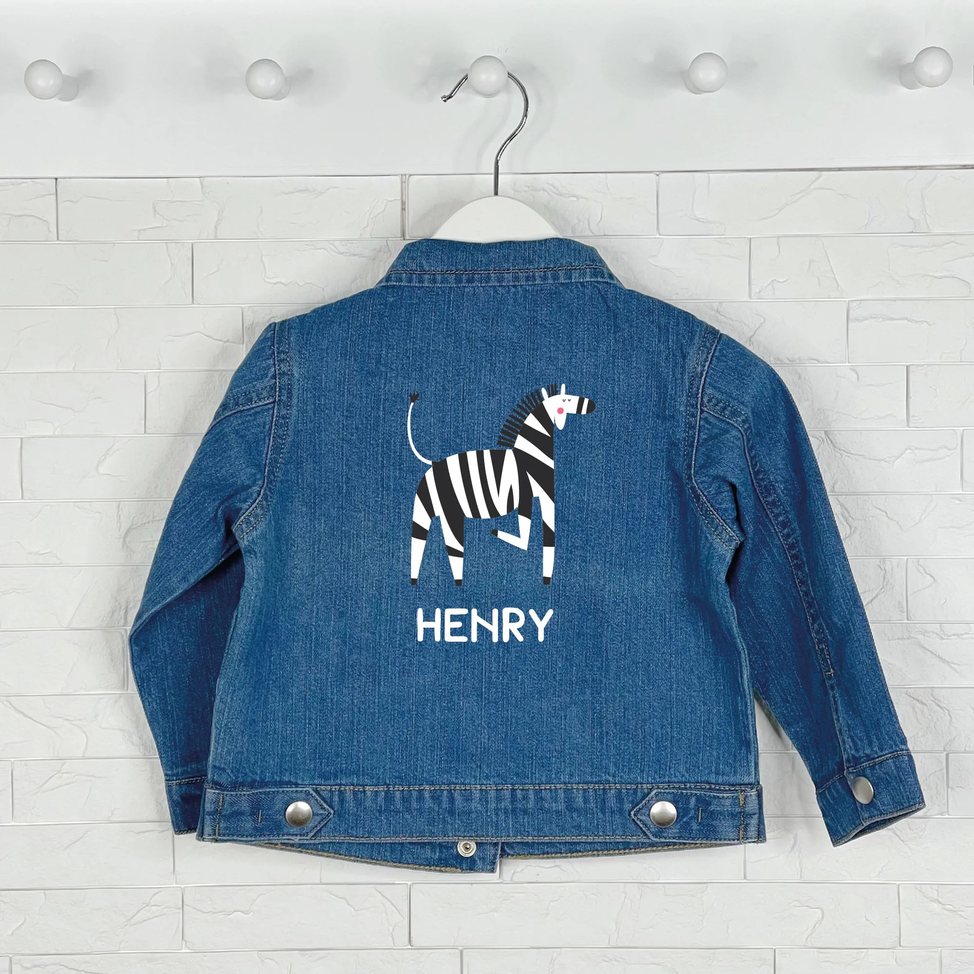 Zebra Personalised Baby/Kids Denim Jacket